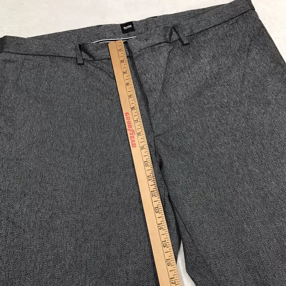 HUGO BOSS Kaito 1 Pant Men 40R (40x34) Gray Stretch Twill Flat Front Chino